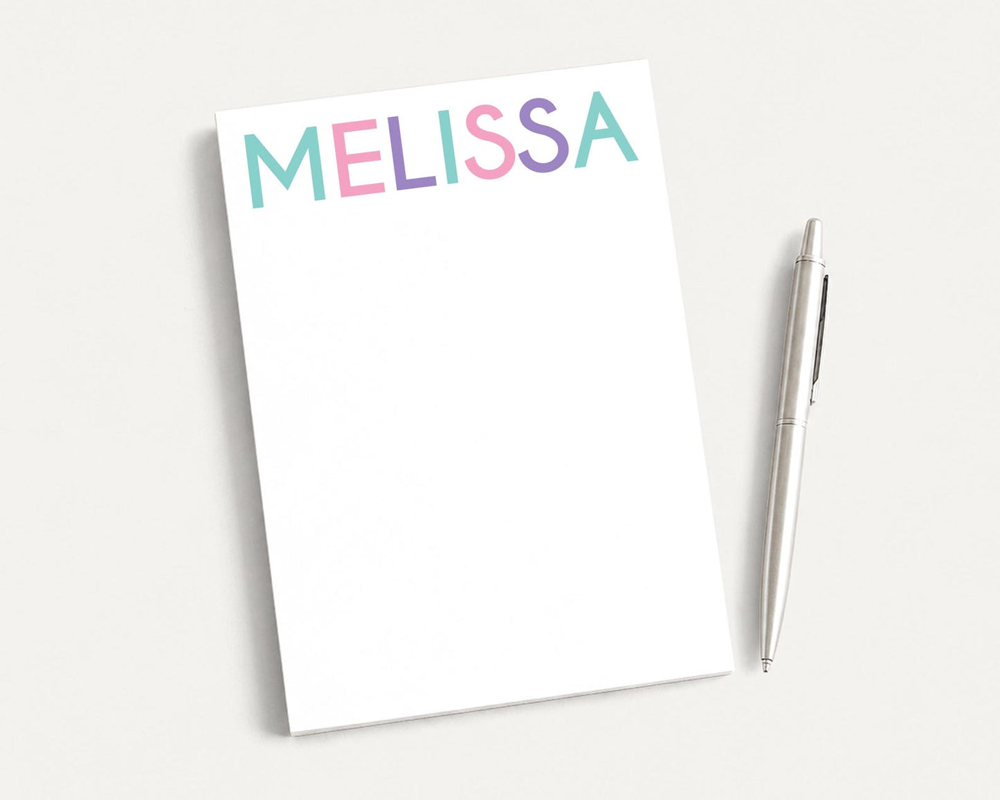 Personalized 5.5X5.5 or 5X7 Block Letter Notepad, Colorful Girl Kid Notes