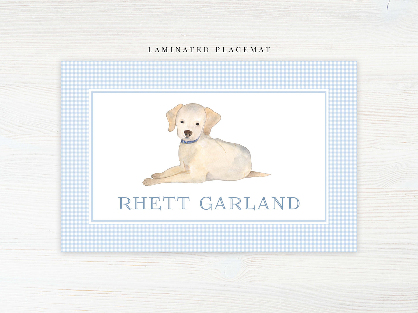 Personalized Watercolor Dog Placemat, Laminated Lab Boy Placemat