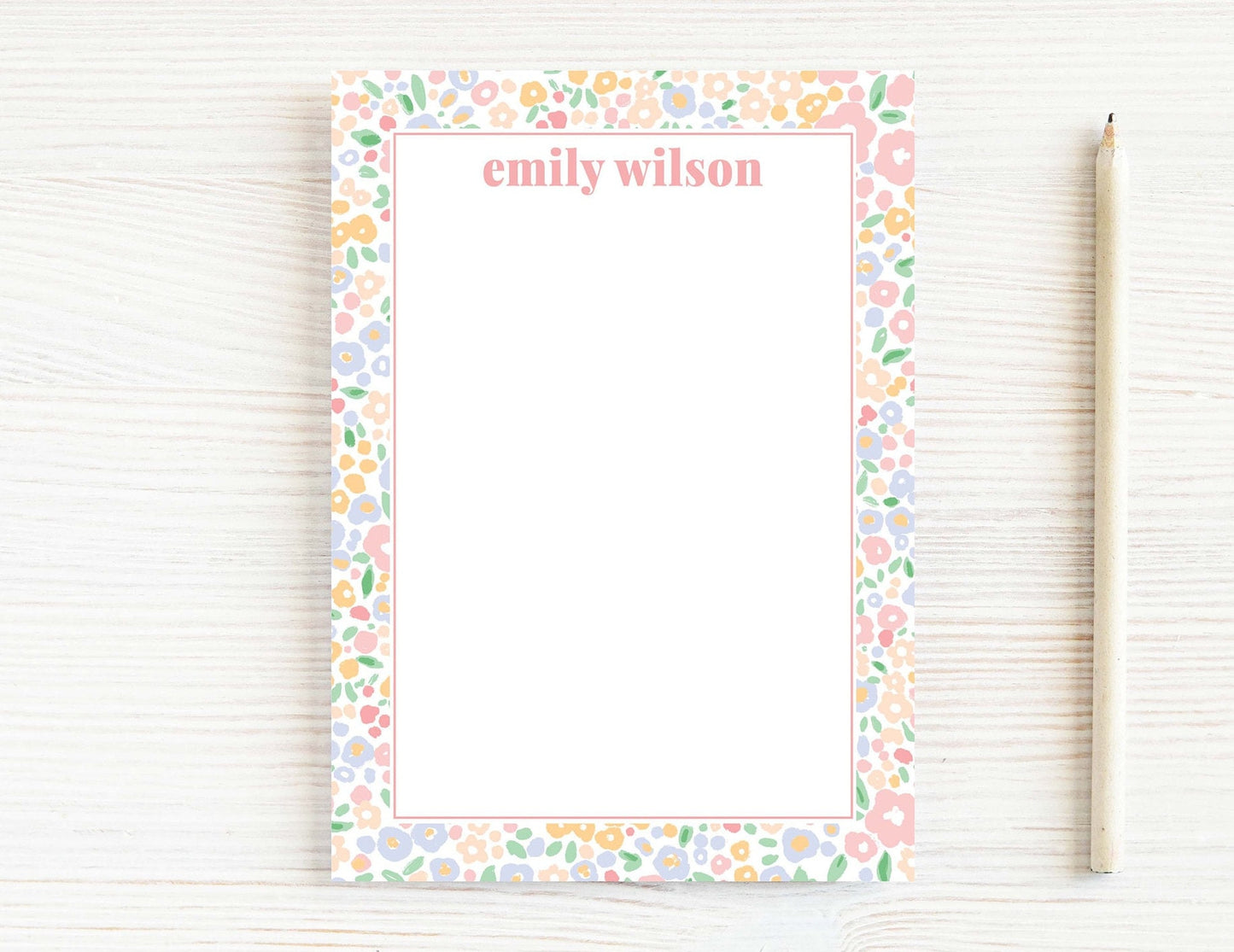 Personalized 5.5X5.5 or 5X7 Watercolor Peach Floral Notepad, Pink Flower Women Notes