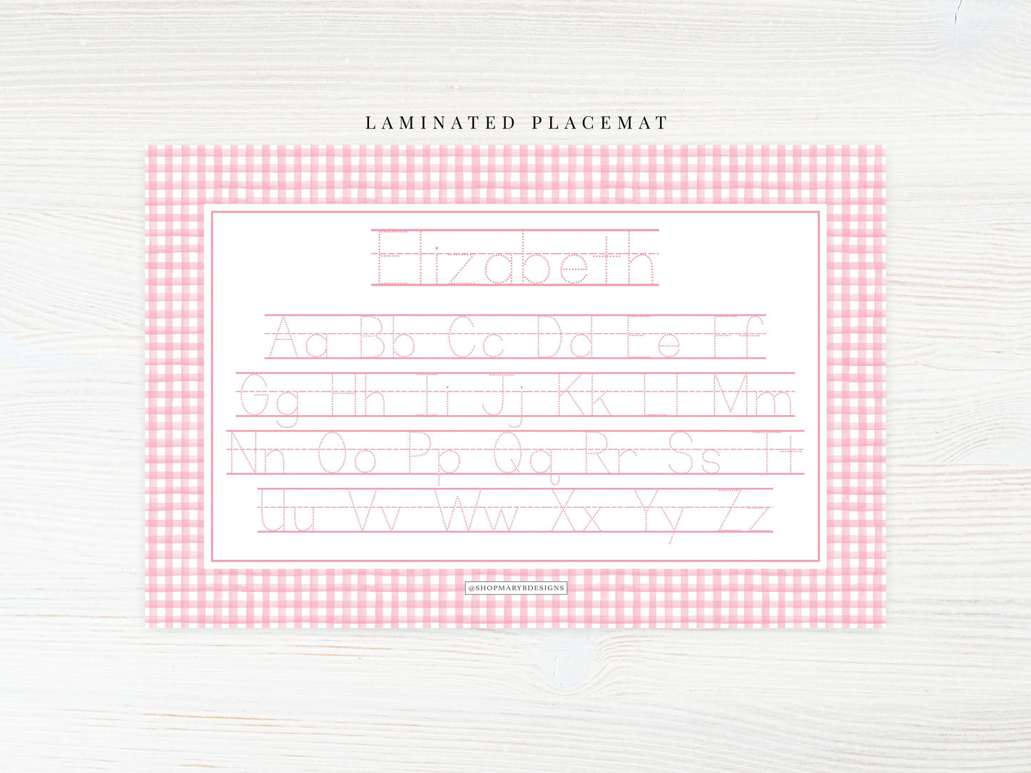 Personalized Watercolor Dog Placemat, Laminated Gingham Girl Placemat