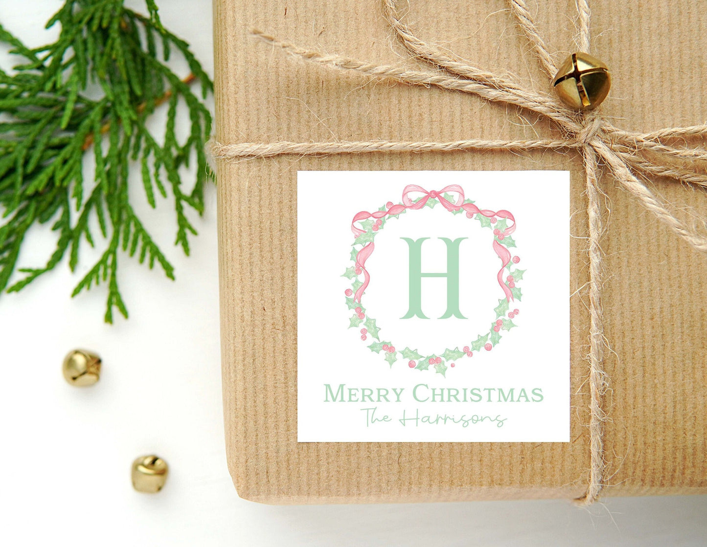 Personalized Vintage Santa Calling Card or Sticker | Santa Claus Enclosure Card | Family Square Gift Tag and Stickers