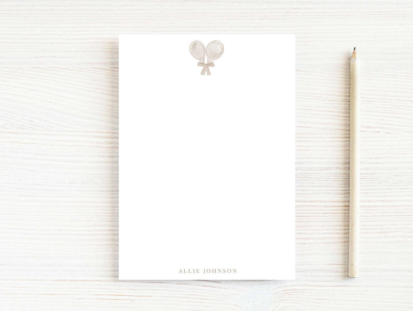 Personalized 5.5X5.5 or 5X7 Watercolor Tennis Notepad, Women Sports Note