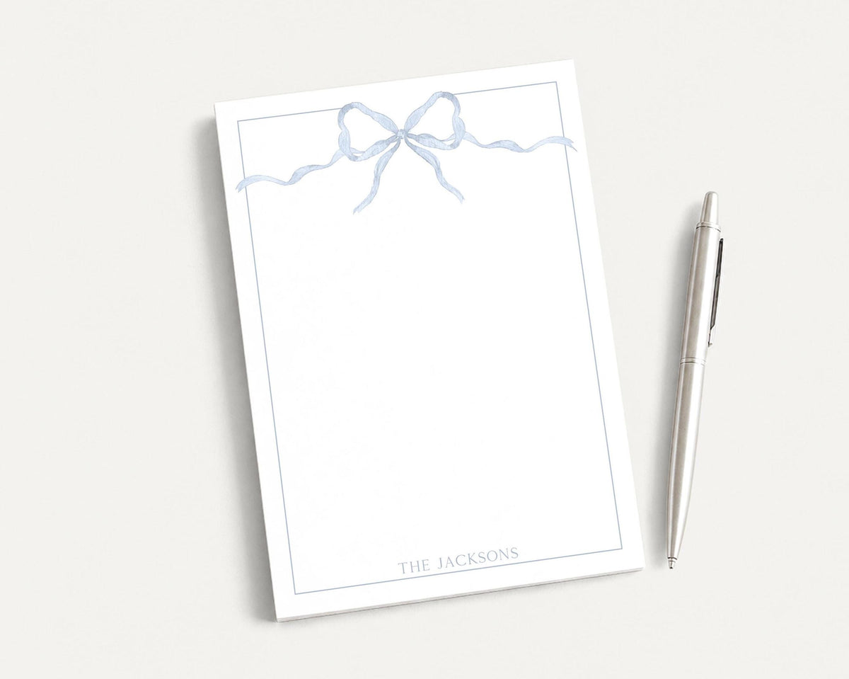 Personalized 5.5X5.5 or 5X7 Watercolor Blue Bow Notepad, Baby Boy Notes __etsy:8557731436