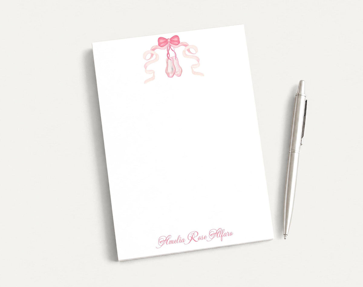 Personalized 5.5X5.5 or 5X7 Watercolor Ballerina Shoes Notepad, Girl Ballet Notes __etsy:8557736372