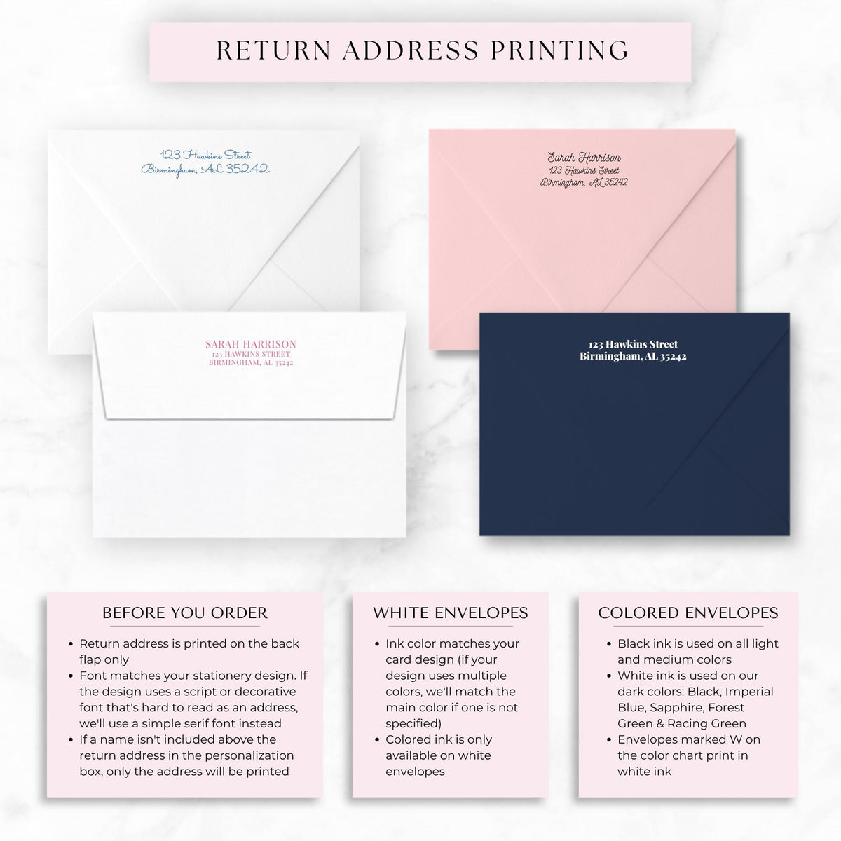 The image is a collage of three different colored envelopes, each with a unique design and color scheme. __etsy:8671793946