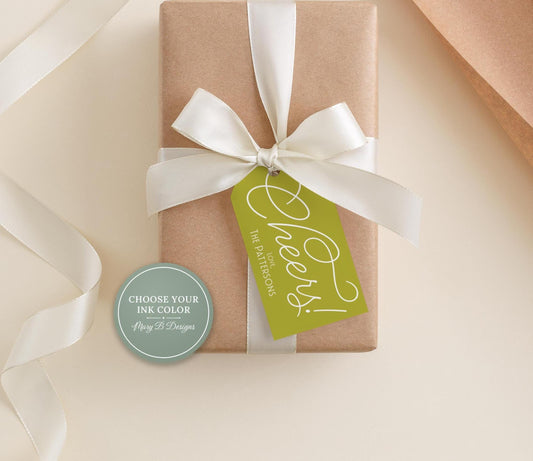 2 x 3.5 inch Personalized Colored Cheers Gift Tags | Custom Colorful Family Tag