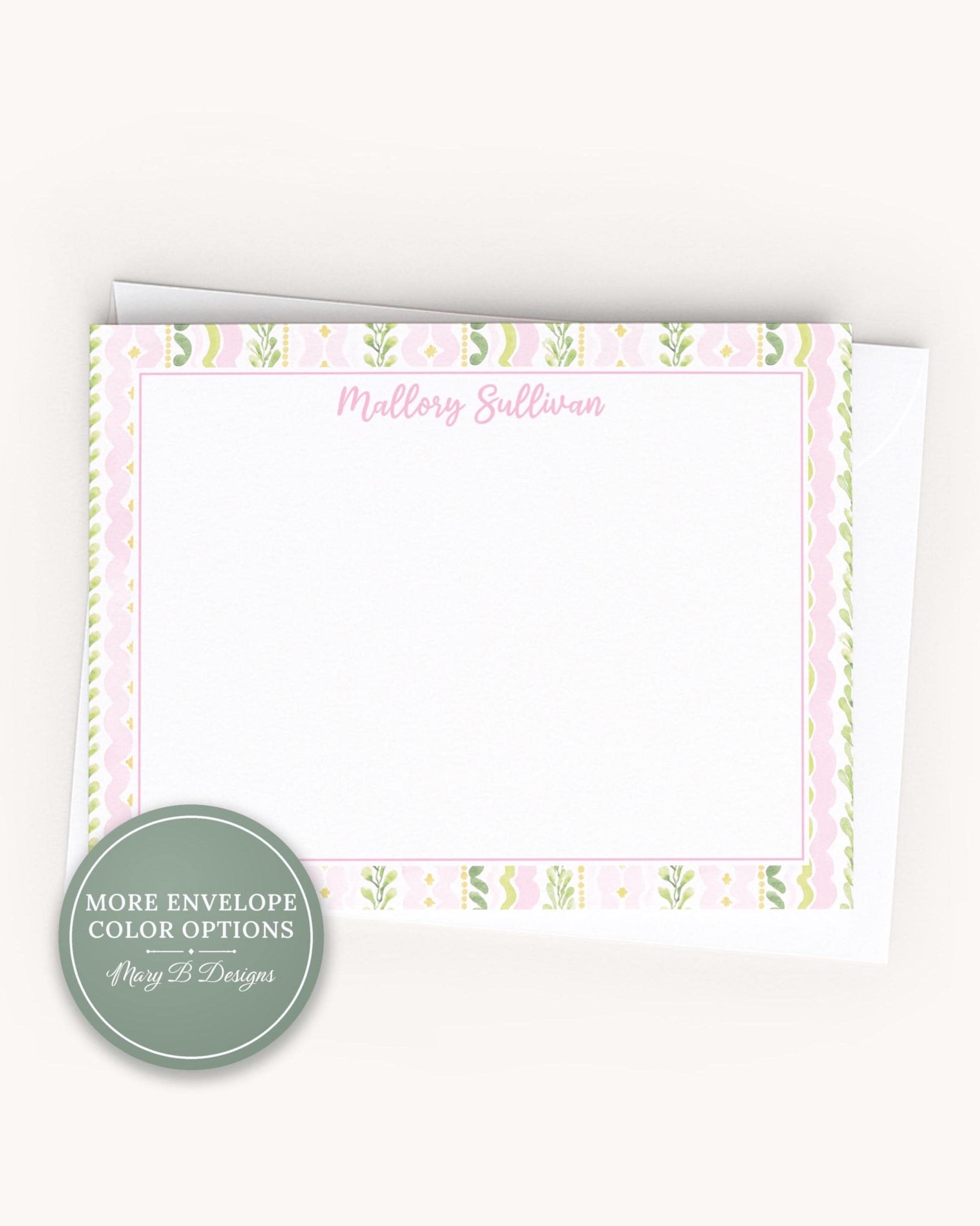 A blank card with a decorative border, placed on a plain surface. __etsy:8185217500