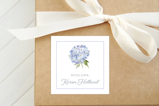 Personalized Watercolor Hydrangea Calling Card, Women Floral Enclosure Card, Girl Gift Tag