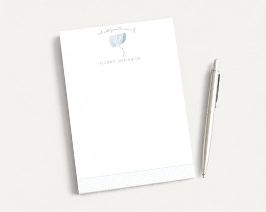 Personalized 5.5X5.5 or 5X7 Blue Bonnet Notepad, Baby Boy Newborn Note
