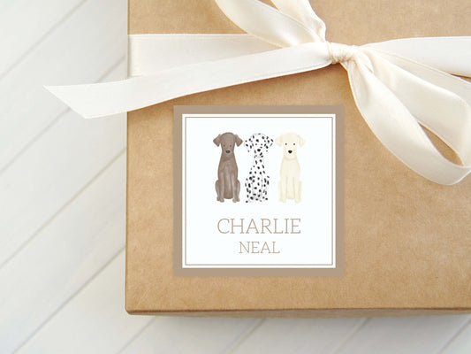 Personalized Watercolor Labrador Calling Card, Boy Lab Enclosure Card, Square Puppy Dog Gift Tag