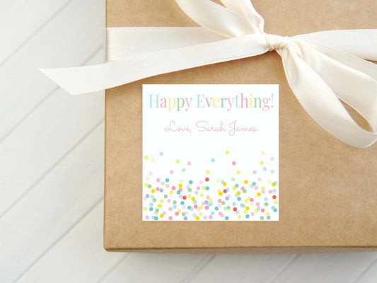 Personalized Happy Everything Calling Card, Colorful Enclosure Card, Child Birthday Gift Tag