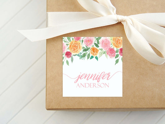 Personalized Watercolor Floral Calling Card | Colorful Enclosure Card | Flower Gift Tag