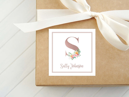 Personalized Initial Floral Calling Card, Woman Enclosure Card, Flower Gift Tag