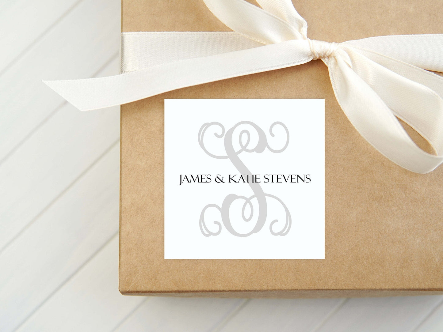 Personalized Last Name Calling Card, Monogram Enclosure Card, Gift Tag, Square Family Card