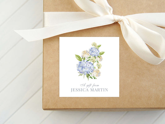 Personalized Watercolor Hydrangea Calling Card, Women Floral Enclosure Card, Girl Gift Tag