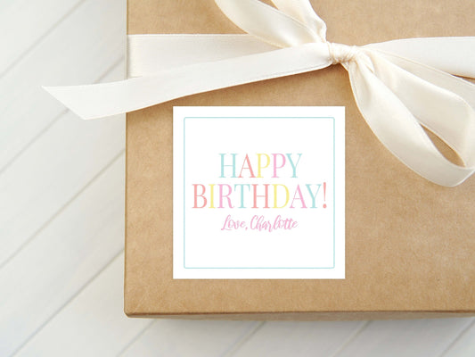 Personalized Happy Birthday Calling Card, Colorful Enclosure Card, Child Birthday Gift Sticker