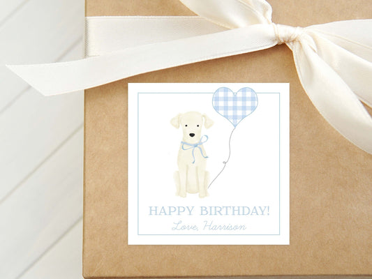 Personalized Birthday Labrador Calling Card | Boy Yellow Lab Enclosure Card | Square Puppy Dog Gift Tag