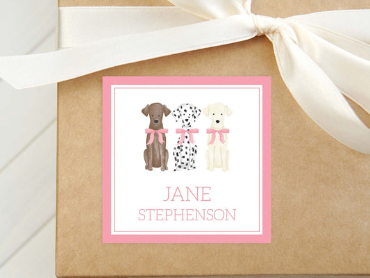 Personalized Watercolor Labrador Calling Card, Girl Lab Enclosure Card, Pink Puppy Dog Gift Tag