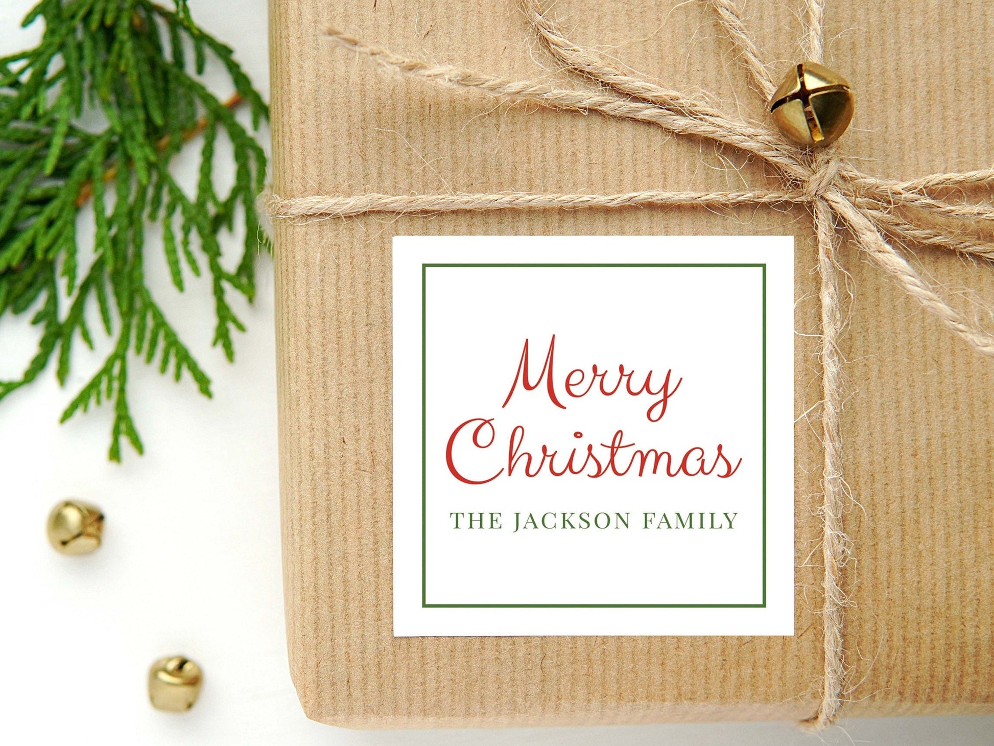 Personalized Christmas Calling Card or Sticker | Christmas Enclosure Card | Family Square Gift Tag and Stickers