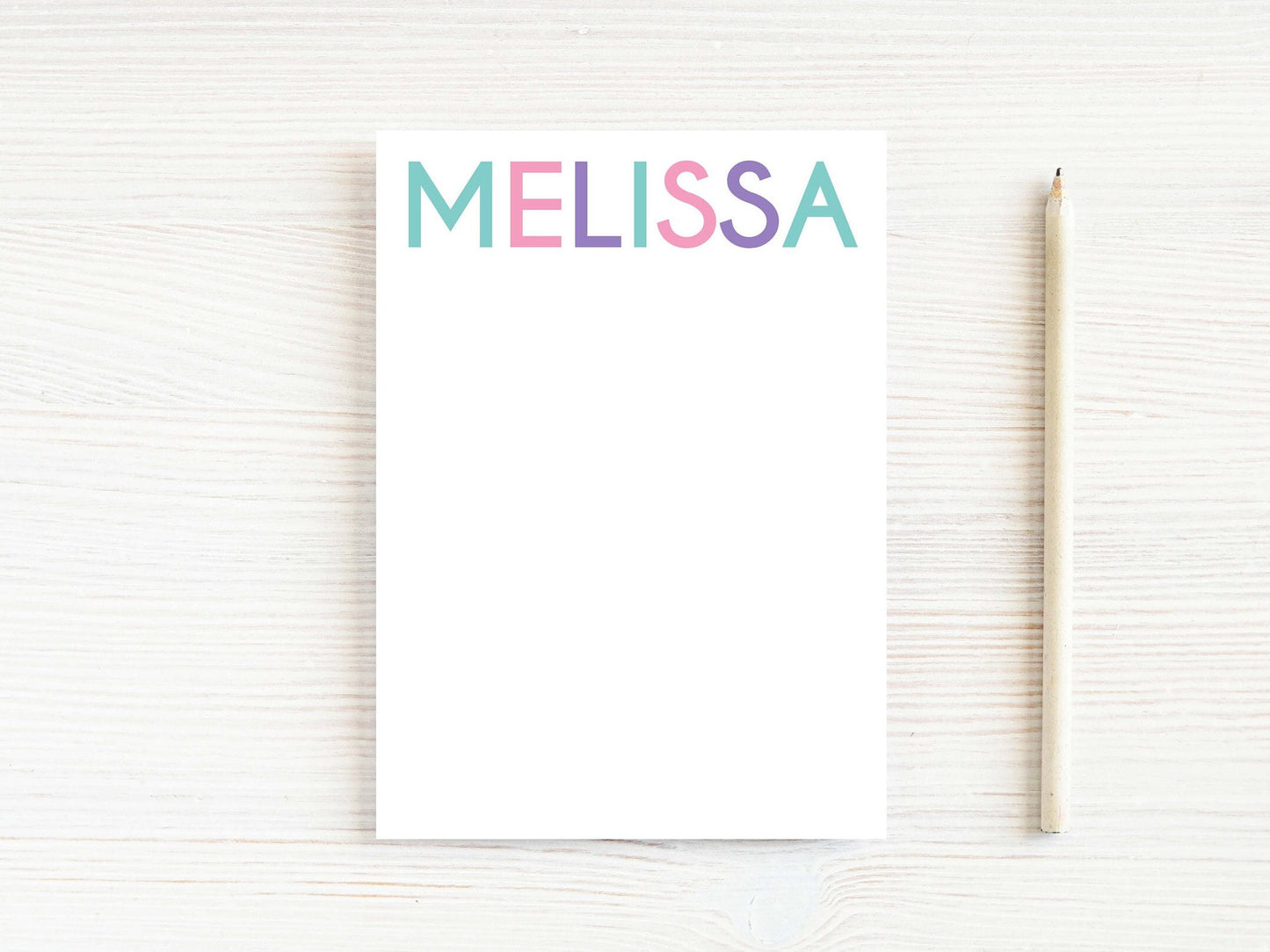 Personalized 5.5X5.5 or 5X7 Block Letter Notepad, Colorful Girl Kid Notes