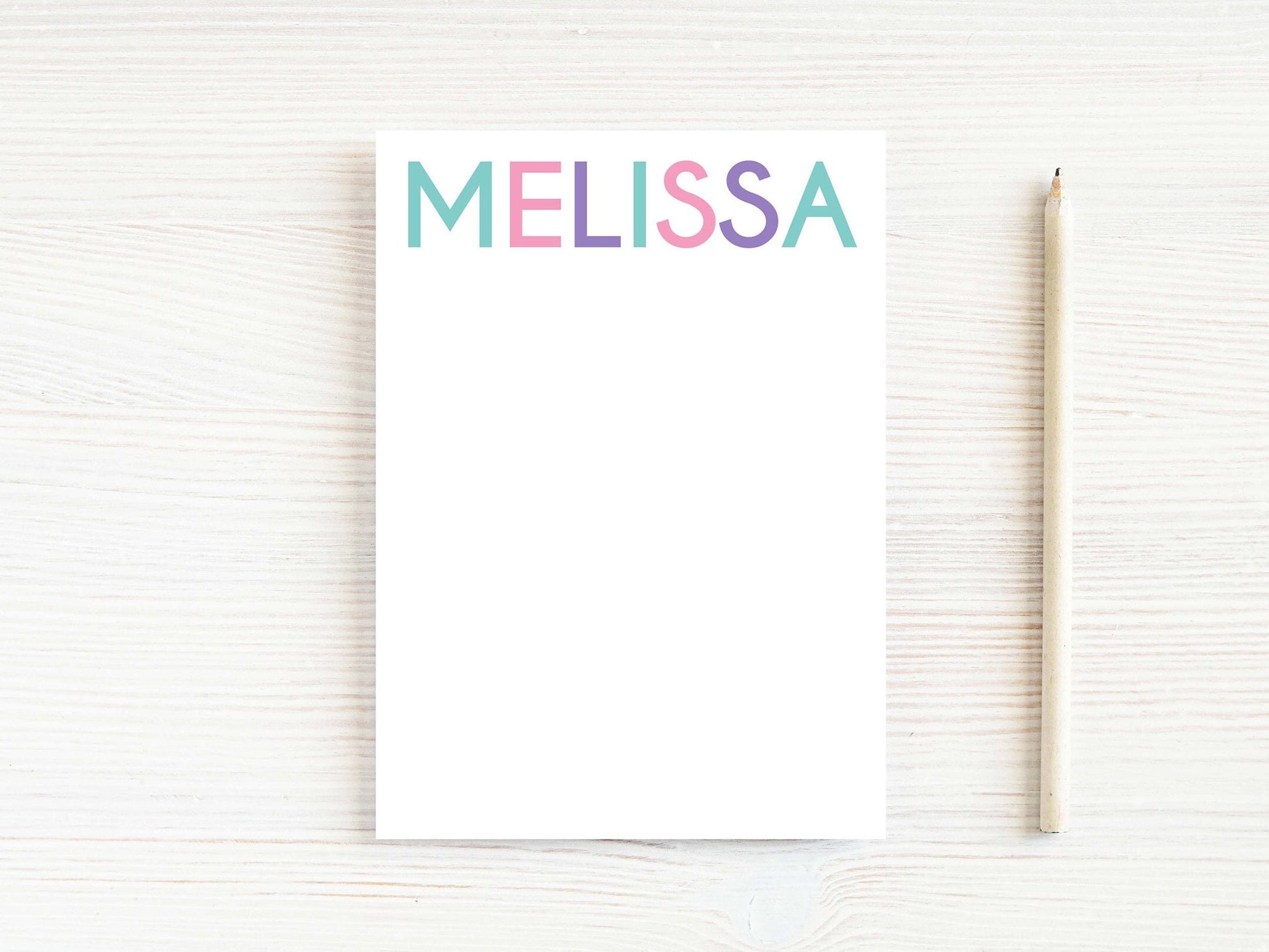 Personalized 5.5X5.5 or 5X7 Block Letter Notepad, Colorful Girl Kid Notes