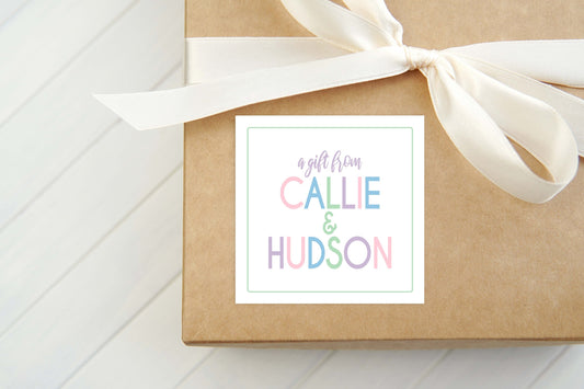 Personalized Colorful Calling Card | Kid Stationery Square Card | Sibling Gift Tag