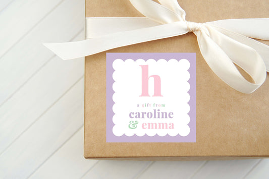 Personalized Colorful Sibling Calling Card, Kid Stationery Square Card, Girl Gift Tag