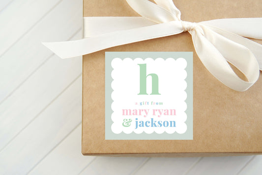 Personalized Colorful Sibling Calling Card, Kid Stationery Square Card, Boy Girl Gift Tag