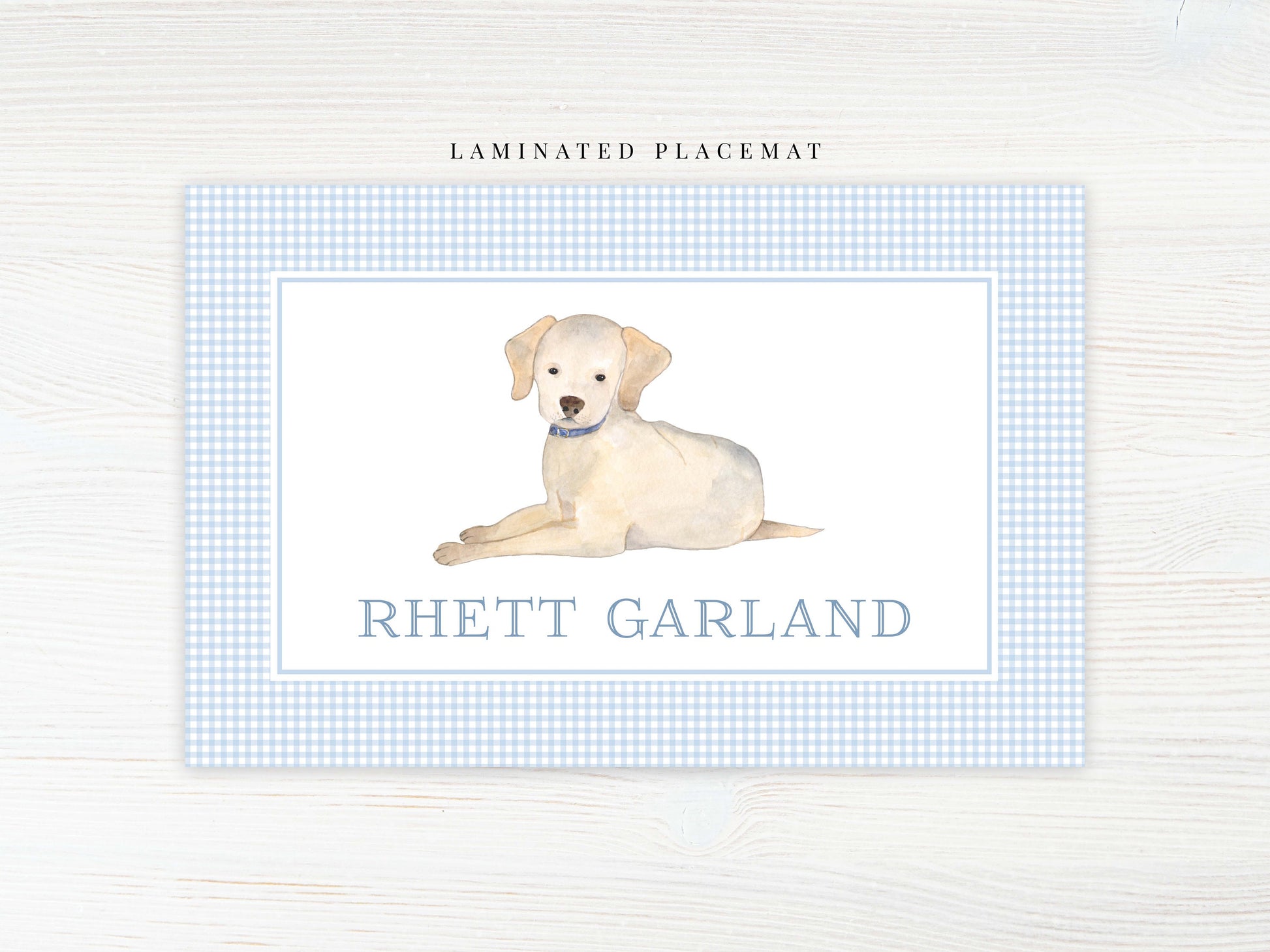 Personalized Watercolor Dog Placemat, Laminated Lab Boy Placemat