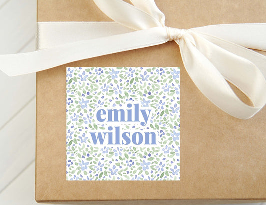 Personalized Floral Greenery Calling Card, Girl Enclosure Card, Colorful Women Square Gift Tag