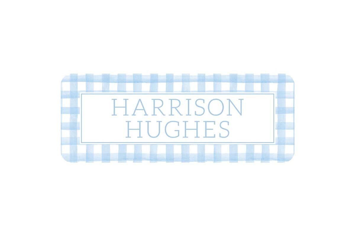 Personalized Vinyl Gingham Name Labels | *NOT Dishwasher Safe*