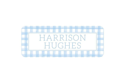 Personalized Vinyl Gingham Name Labels | *NOT Dishwasher Safe*