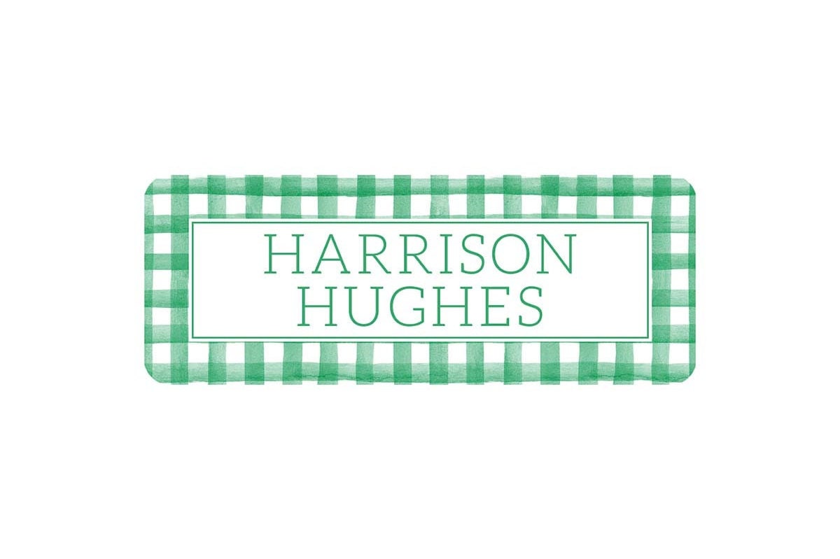 Personalized Vinyl Green Gingham Name Labels | *NOT Dishwasher Safe* __etsy:5123058068