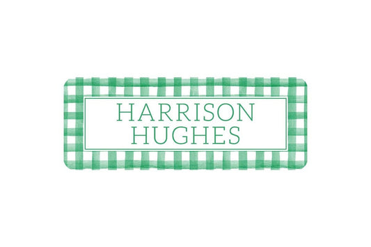 Personalized Vinyl Green Gingham Name Labels | *NOT Dishwasher Safe* __etsy:5123058068