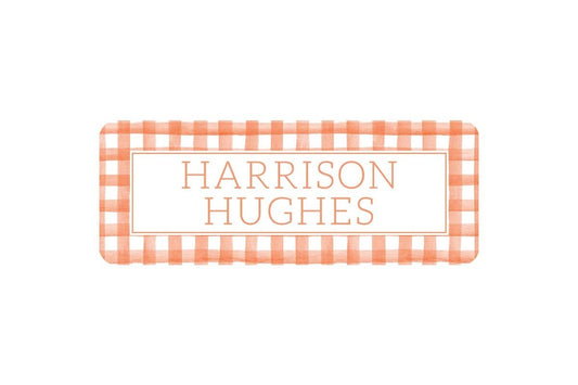Personalized Vinyl Orange Gingham Name Labels | *NOT Dishwasher Safe* __etsy:5123058332