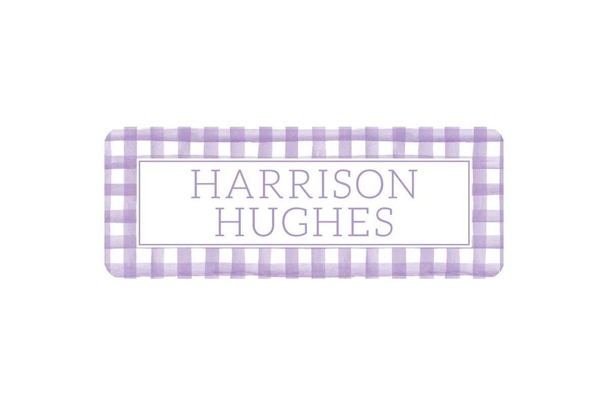 Personalized Vinyl Gingham Name Labels | *NOT Dishwasher Safe*