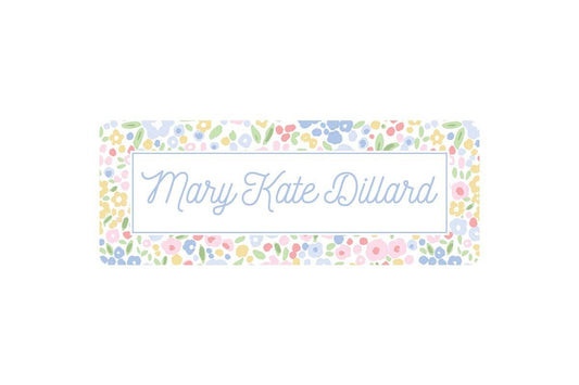 60 Personalized Vinyl Floral Name Labels | *NOT Dishwasher Safe*