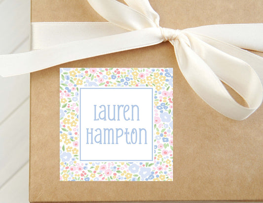 Personalized Floral Calling Card, Girl Enclosure Card, Colorful Women Square Gift Tag