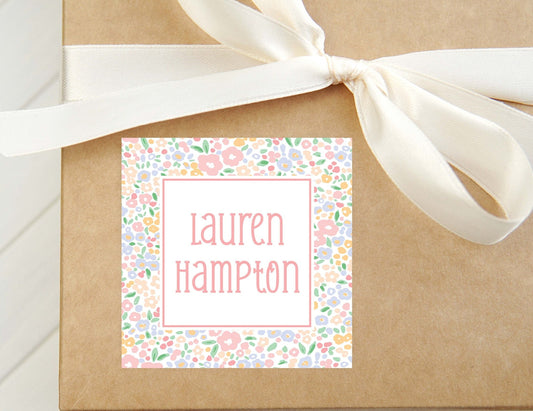 Personalized Floral Calling Card, Girl Enclosure Card, Colorful Women Square Gift Tag