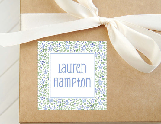 Personalized Floral Calling Card, Girl Enclosure Card, Colorful Women Square Gift Tag