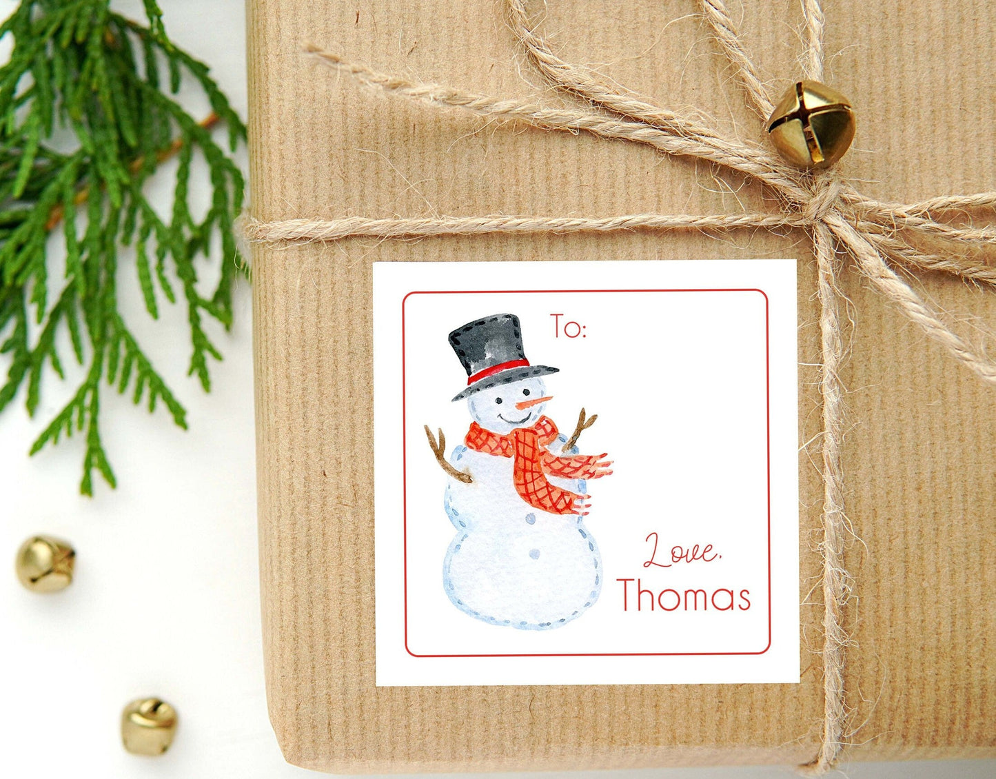 Personalized Christmas Snowman Calling Card or Sticker |  Enclosure Card | Family Square Gift Tag and Stickers