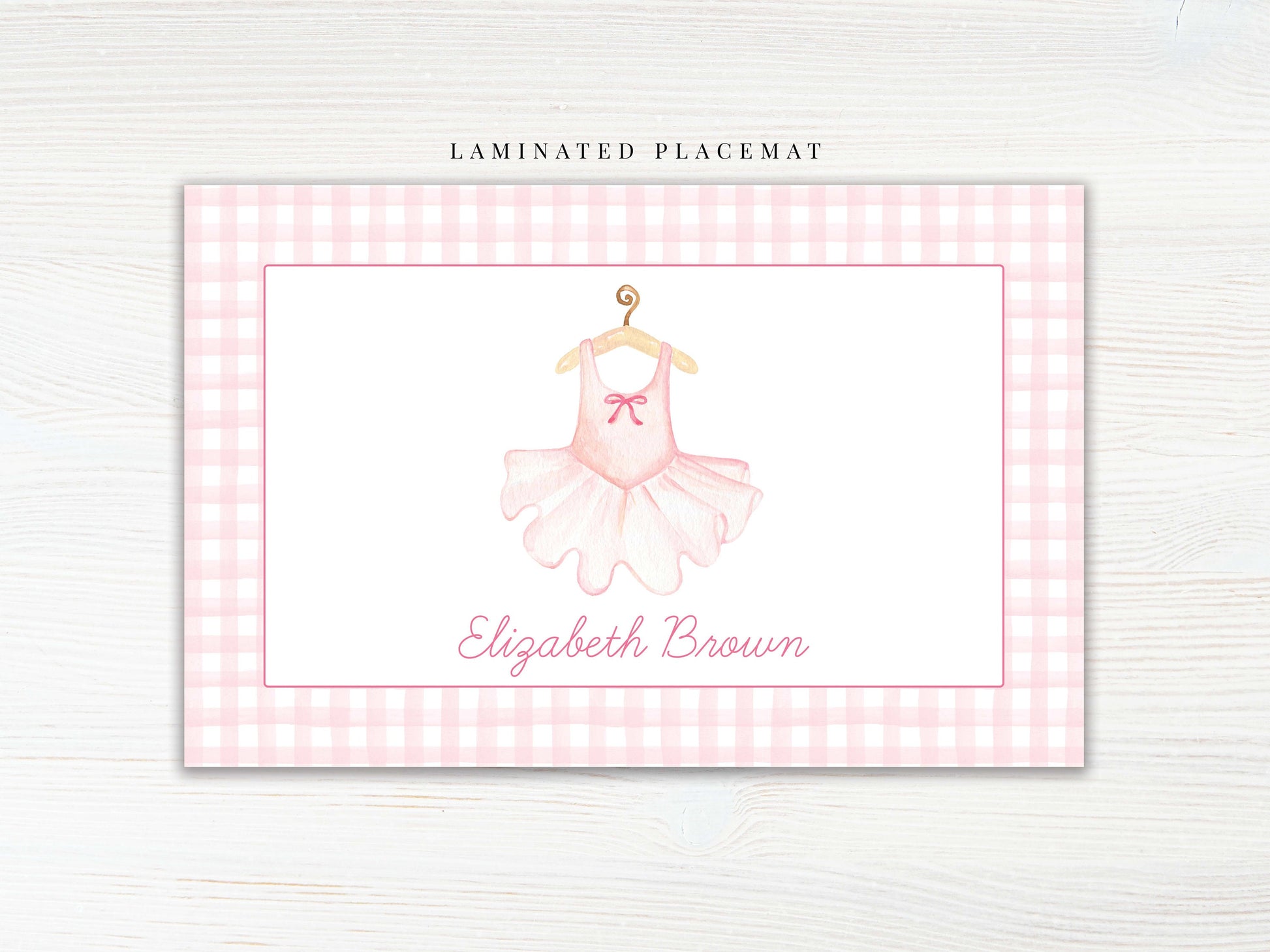 Personalized Watercolor Ballerina Placemat, Pink Girl Ballet Placemat