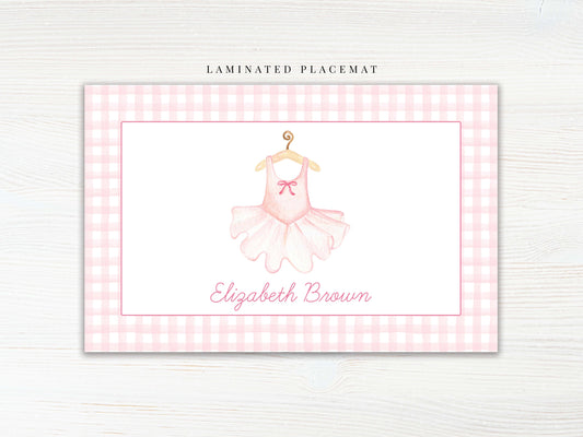 Personalized Watercolor Ballerina Placemat, Pink Girl Ballet Placemat