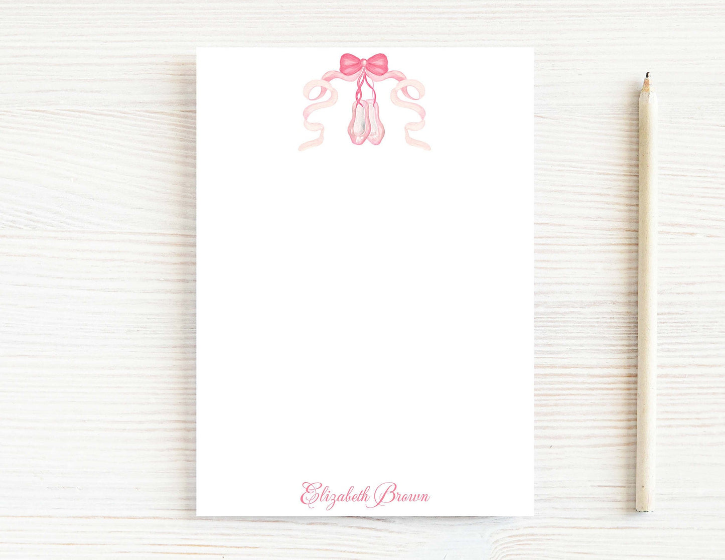 Personalized 5.5X5.5 or 5X7 Watercolor Ballerina Shoes Notepad, Girl Ballet Notes