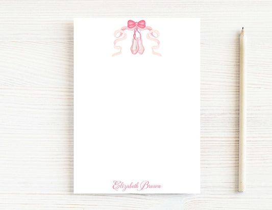 Personalized 5.5X5.5 or 5X7 Watercolor Ballerina Shoes Notepad, Girl Ballet Notes