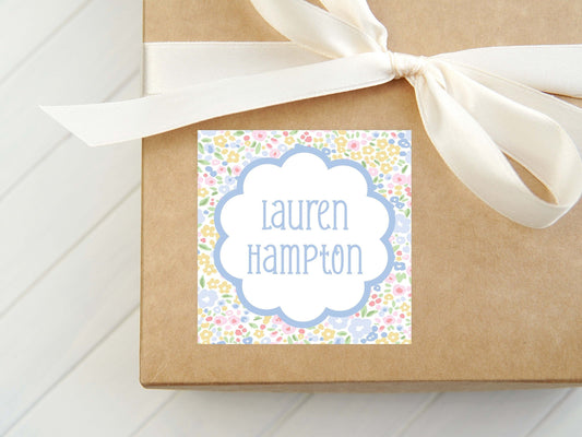 Personalized Floral Calling Card, Girl Enclosure Card, Colorful Women Square Gift Tag