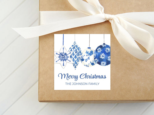 Personalized Christmas Ornament Calling Card or Sticker | Ornaments Enclosure Card | Family Square Gift Tag and Stickers