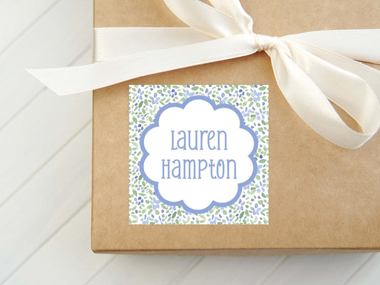 Personalized Floral Calling Card, Girl Enclosure Card, Colorful Women Square Gift Tag