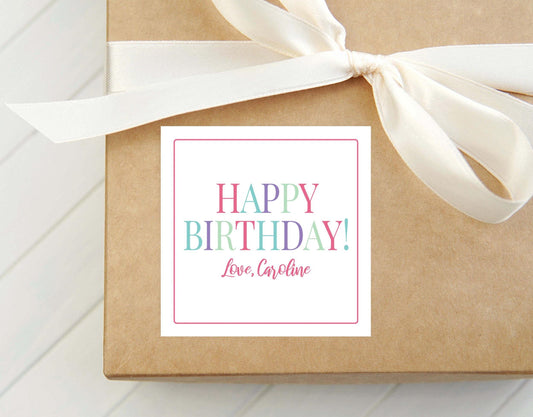 Personalized Happy Birthday Calling Card, Colorful Enclosure Card, Child Birthday Gift Sticker