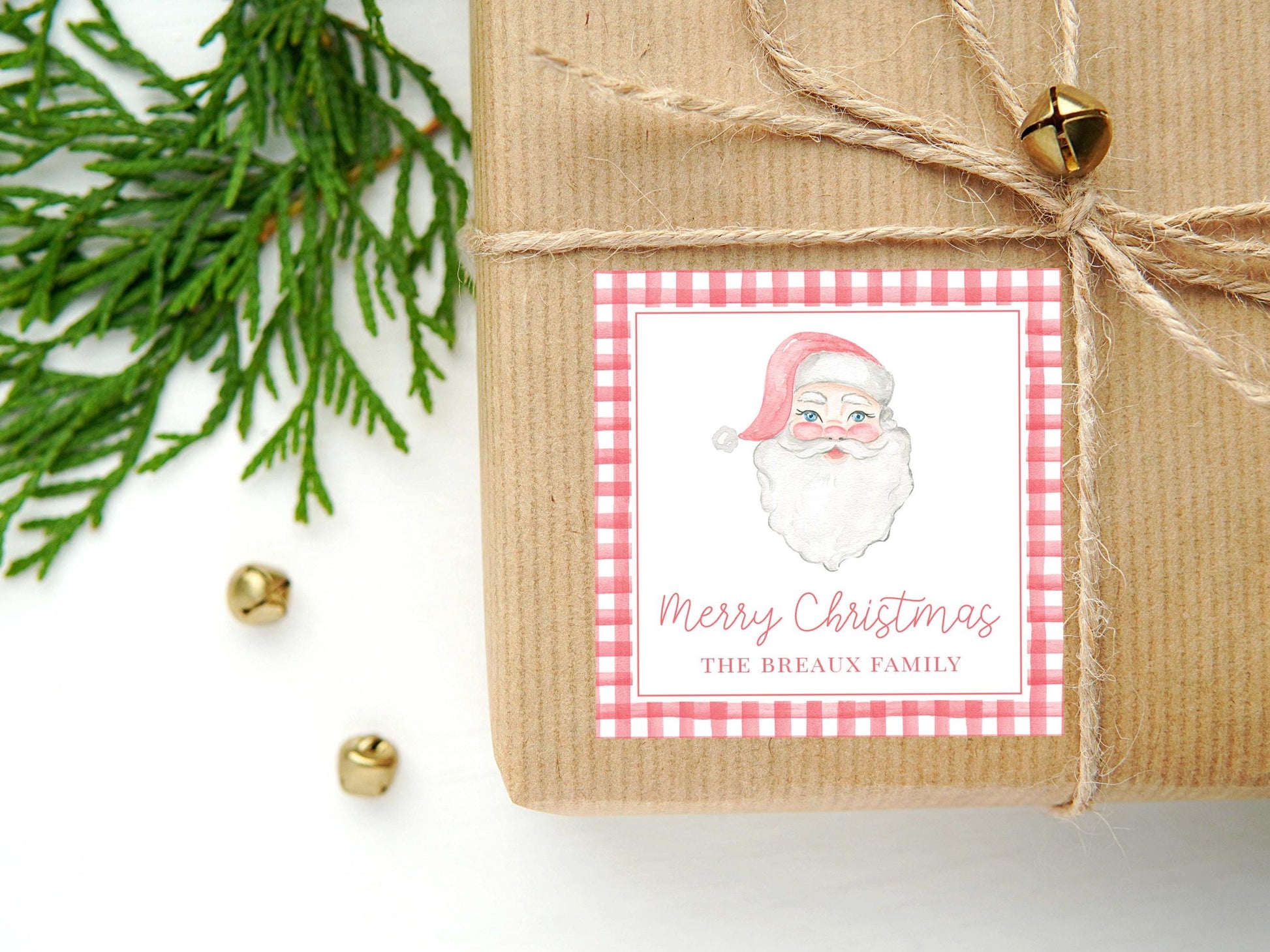 Personalized Santa Calling Card or Sticker | Santa Claus Enclosure Card | Family Square Gift Tag and Stickers